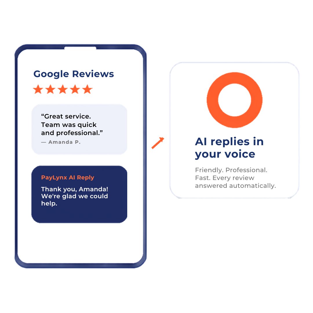 PayLynx AI replying to a Google review in the business owner's voice